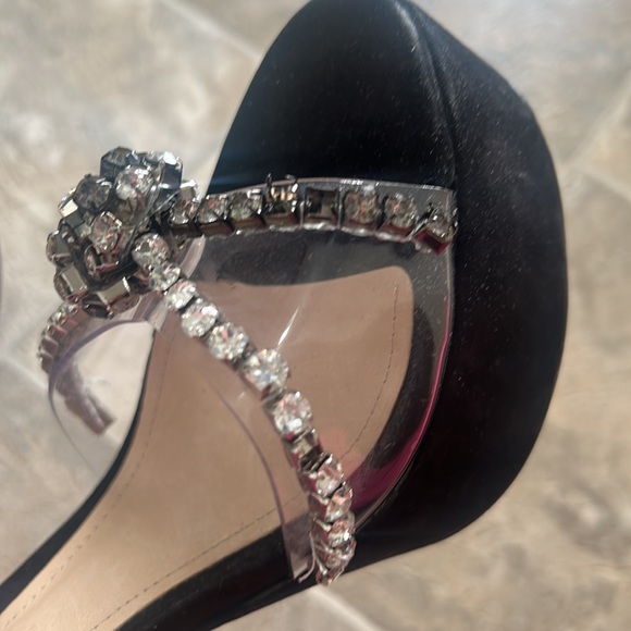 Schutz Black Bling Jayda Platform Suede Heels 9.5 - Picture 11 of 16